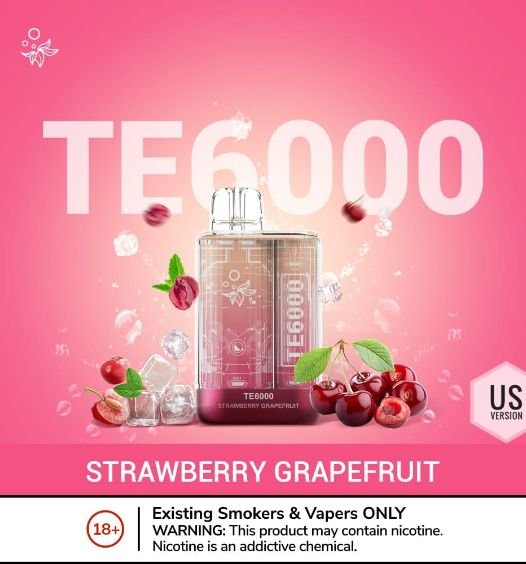 ELFBAR TE6000 Disposable Vape 6000 Puffs STRAWBERRY GRAPEFRUIT